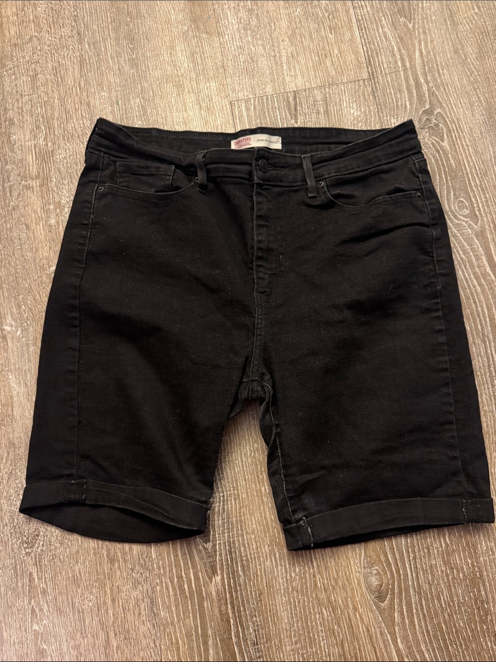 Black Denim Bermuda Shorts